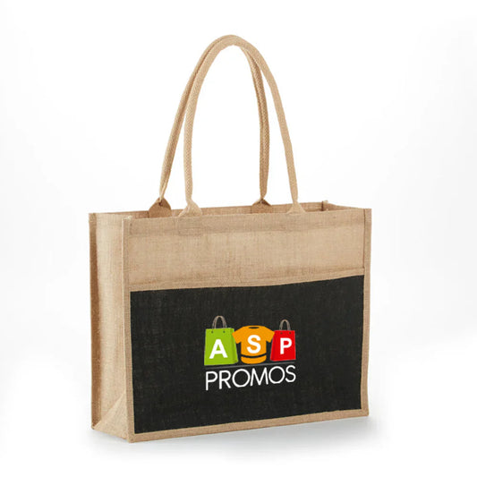 Elevate Your Eco-Friendly Style with the All Natural 2-Tone Jute Shopping Tote