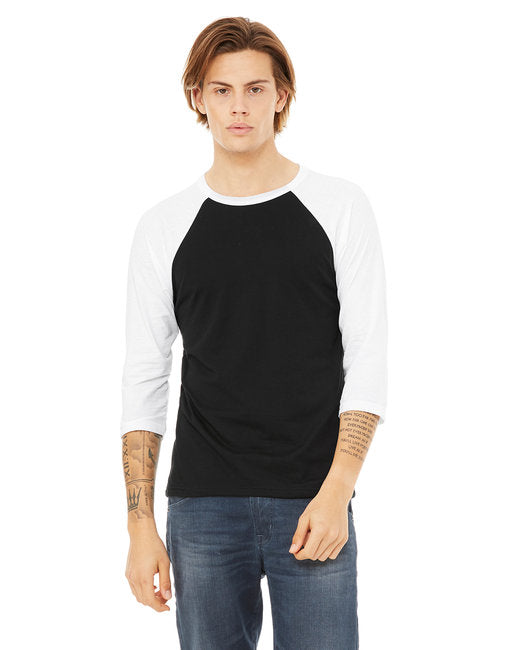 3200 Bella + Canvas Unisex 3/4-Sleeve Baseball T-Shirt