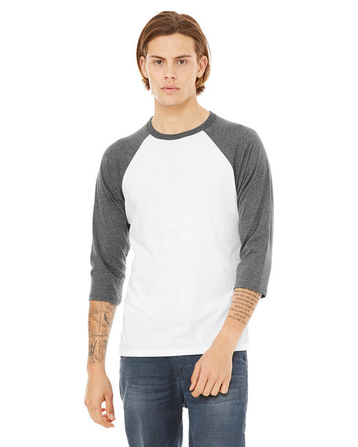 3200 Bella + Canvas Unisex 3/4-Sleeve Baseball T-Shirt