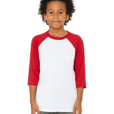 3200Y Bella + Canvas Youth 3/4-Sleeve Baseball T-Shirt