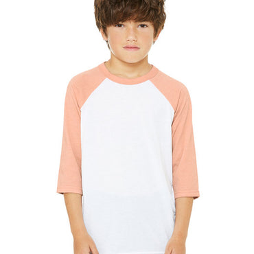 3200Y Bella + Canvas Youth 3/4-Sleeve Baseball T-Shirt