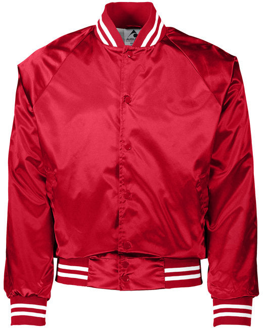 3610 Augusta Sportswear Unisex Striped Trim Satin Baseball Jacket