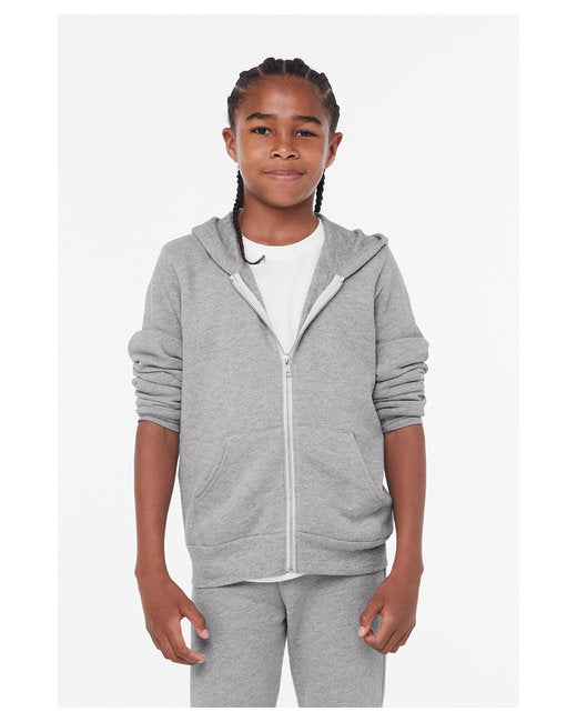 3739Y Bella + Canvas Youth Sponge Fleece Full-Zip Hooded Sweatshirt