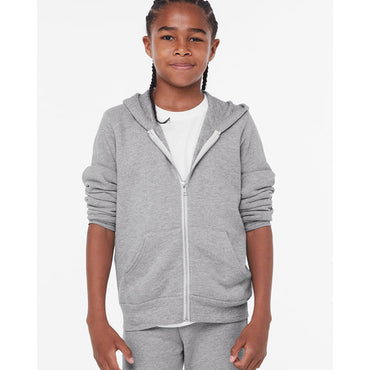 3739Y Bella + Canvas Youth Sponge Fleece Full-Zip Hooded Sweatshirt