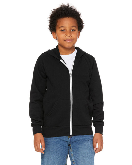 3739Y Bella + Canvas Youth Sponge Fleece Full-Zip Hooded Sweatshirt