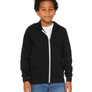 3739Y Bella + Canvas Youth Sponge Fleece Full-Zip Hooded Sweatshirt