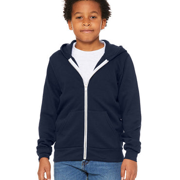 3739Y Bella + Canvas Youth Sponge Fleece Full-Zip Hooded Sweatshirt