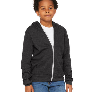 3739Y Bella + Canvas Youth Sponge Fleece Full-Zip Hooded Sweatshirt