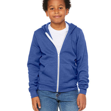 3739Y Bella + Canvas Youth Sponge Fleece Full-Zip Hooded Sweatshirt