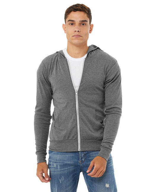 3939 Bella + Canvas Unisex Triblend Full-Zip Lightweight Hoodie