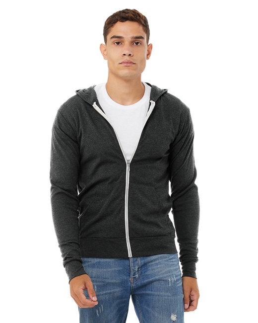 3939 Bella + Canvas Unisex Triblend Full-Zip Lightweight Hoodie