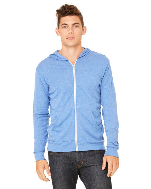 3939 Bella + Canvas Unisex Triblend Full-Zip Lightweight Hoodie