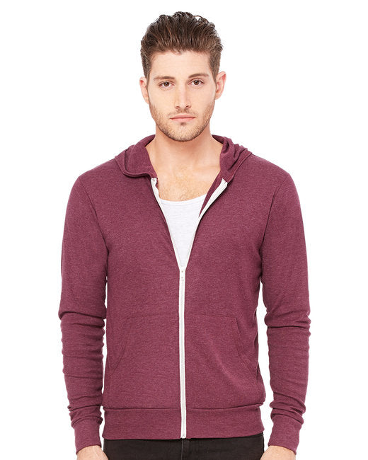 3939 Bella + Canvas Unisex Triblend Full-Zip Lightweight Hoodie