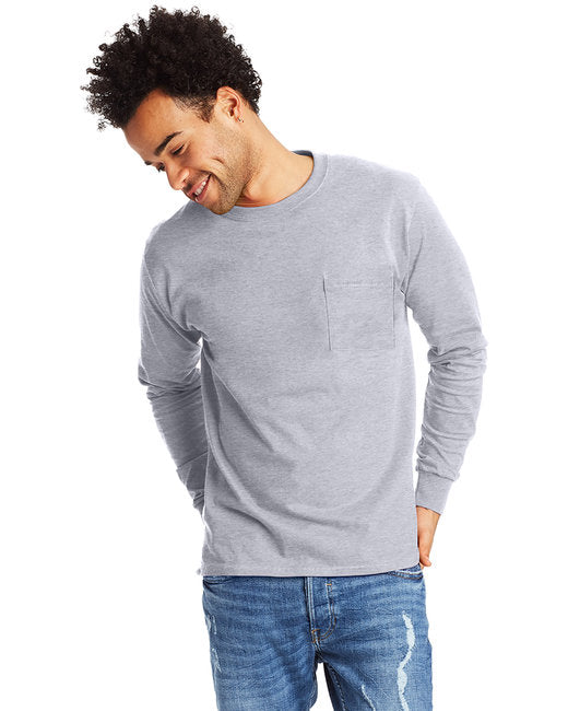 5596 Hanes Men's Authentic-T Long-Sleeve Pocket T-Shirt