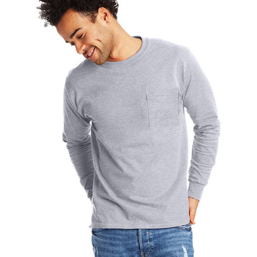 5596 Hanes Men's Authentic-T Long-Sleeve Pocket T-Shirt