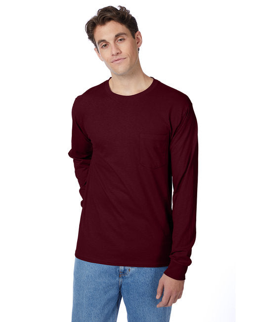 5596 Hanes Men's Authentic-T Long-Sleeve Pocket T-Shirt