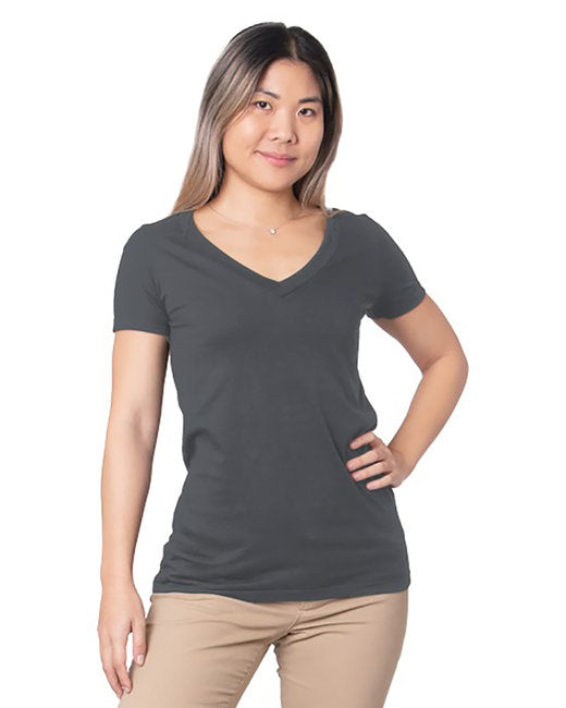 5875 Bayside Ladies' Fine Jersey V-Neck T-Shirt