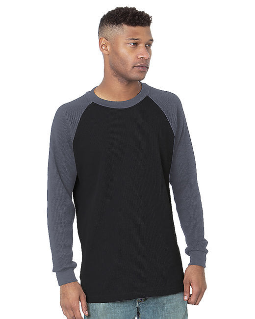 8211 Bayside Men's Heavyweight Waffle Knit Thermal Raglan