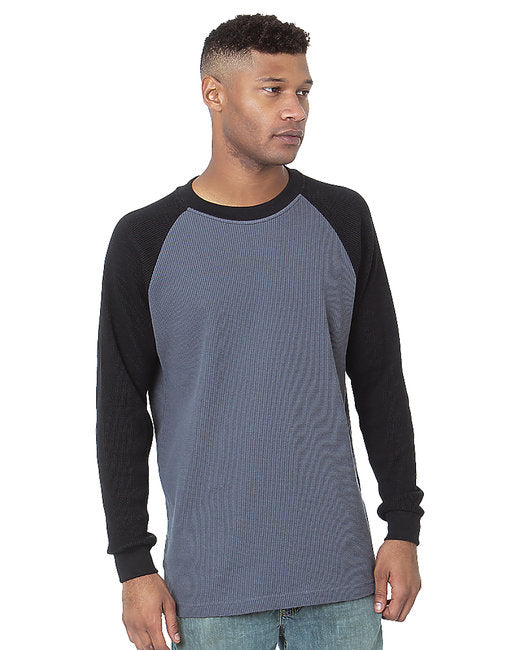 8211 Bayside Men's Heavyweight Waffle Knit Thermal Raglan