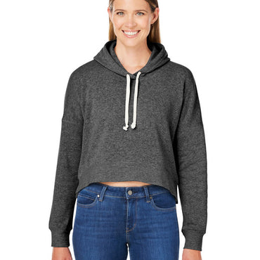 8853JA J America Ladies' Triblend Cropped Hooded Sweatshirt