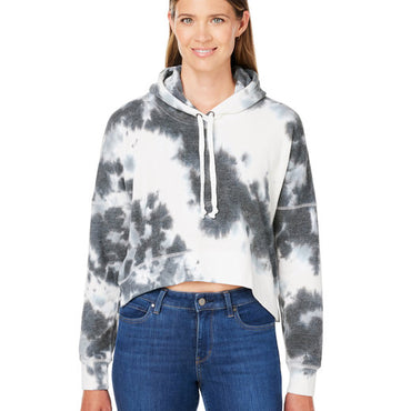 8853JA J America Ladies' Triblend Cropped Hooded Sweatshirt