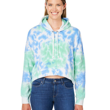 8853JA J America Ladies' Triblend Cropped Hooded Sweatshirt