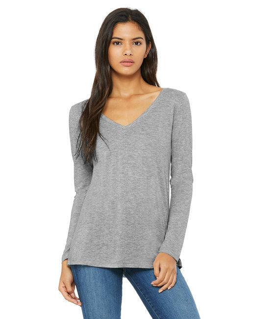 8855 Bella + Canvas Ladies' Flowy Long-Sleeve V-Neck