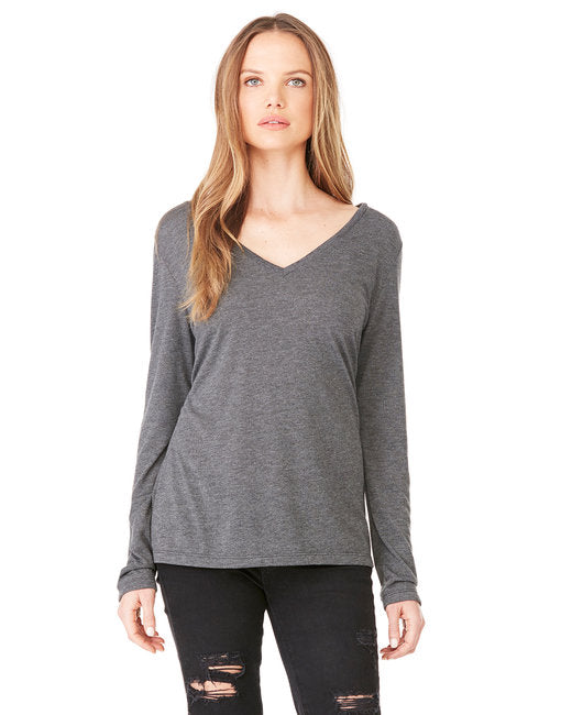 8855 Bella + Canvas Ladies' Flowy Long-Sleeve V-Neck