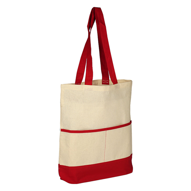 Wasatch / Q‑Tees Q1609 Color Accent Tote Bag (Economical Cotton Sheeting with Gusset)