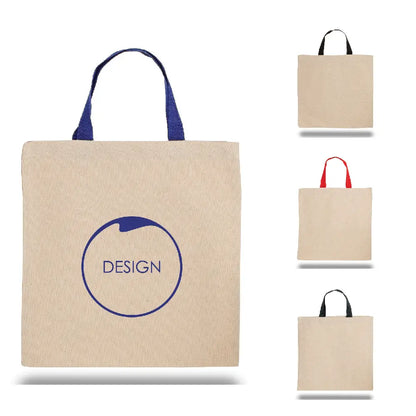 SST14 - Personalized Canvas Poly Tote Bag with Contrast Web Handles