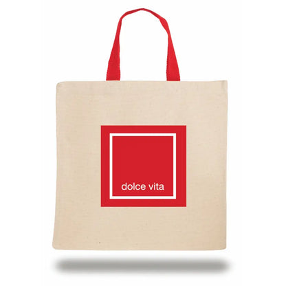 SST14 - Personalized Canvas Poly Tote Bag with Contrast Web Handles