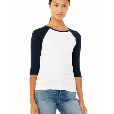 B2000 Bella + Canvas Ladies' Baby Rib 3/4-Sleeve Contrast Raglan T-Shirt