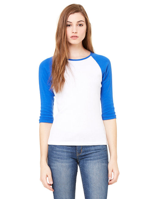 B2000 Bella + Canvas Ladies' Baby Rib 3/4-Sleeve Contrast Raglan T-Shirt