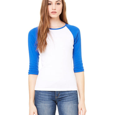 B2000 Bella + Canvas Ladies' Baby Rib 3/4-Sleeve Contrast Raglan T-Shirt