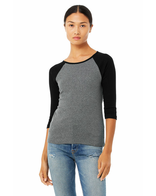 B2000 Bella + Canvas Ladies' Baby Rib 3/4-Sleeve Contrast Raglan T-Shirt