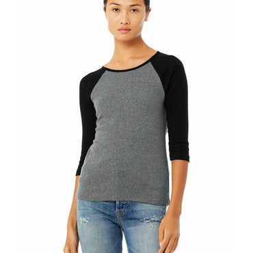 B2000 Bella + Canvas Ladies' Baby Rib 3/4-Sleeve Contrast Raglan T-Shirt