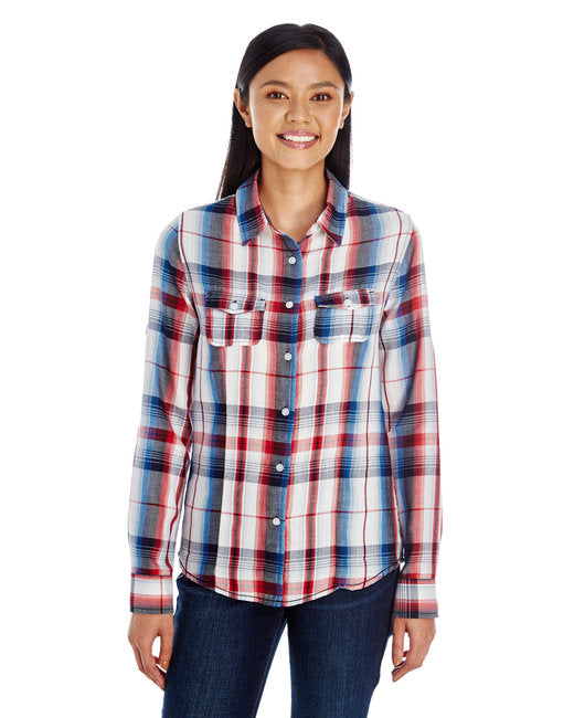 B5222 Burnside Ladies' Long-Sleeve Plaid Pattern Woven Shirt