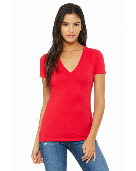 B6035 Bella + Canvas Ladies' Jersey Short-Sleeve Deep V-Neck T-Shirt