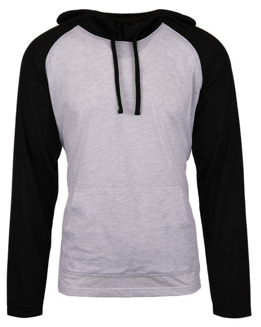 B8127 Burnside Adult Raglan Sleeve Striped Jersey Hooded T-Shirt