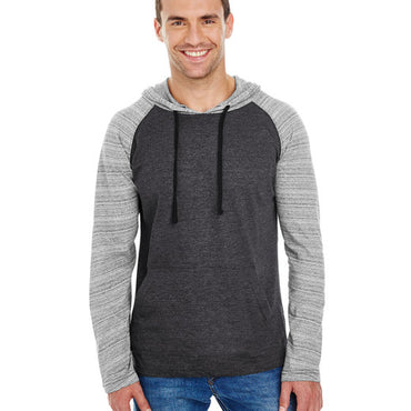 B8127 Burnside Adult Raglan Sleeve Striped Jersey Hooded T-Shirt