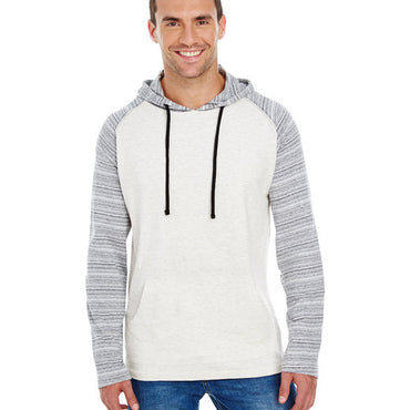 B8127 Burnside Adult Raglan Sleeve Striped Jersey Hooded T-Shirt