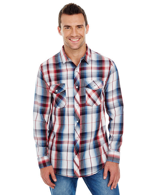 B8202 Burnside Men's Long-Sleeve Plaid Pattern Woven Shirt