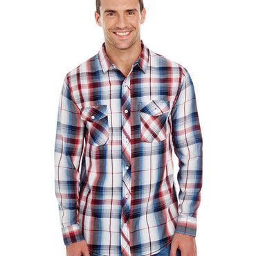 B8202 Burnside Men's Long-Sleeve Plaid Pattern Woven Shirt