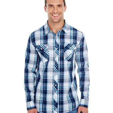 B8202 Burnside Men's Long-Sleeve Plaid Pattern Woven Shirt