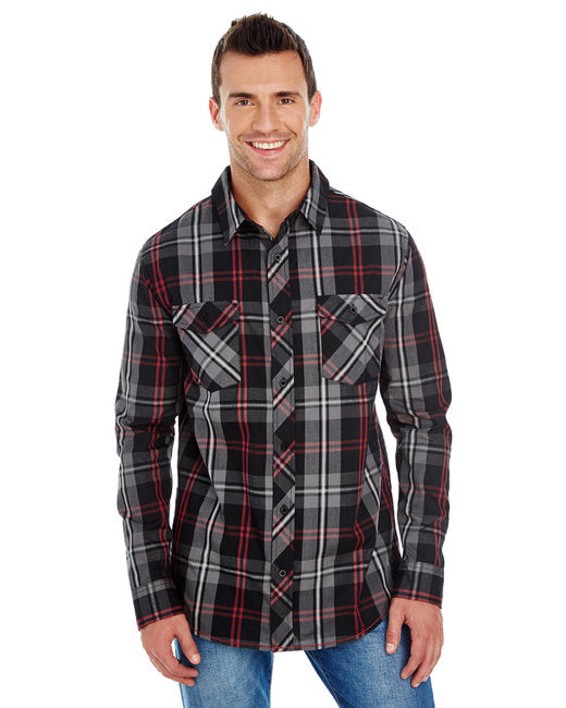 B8202 Burnside Men's Long-Sleeve Plaid Pattern Woven Shirt