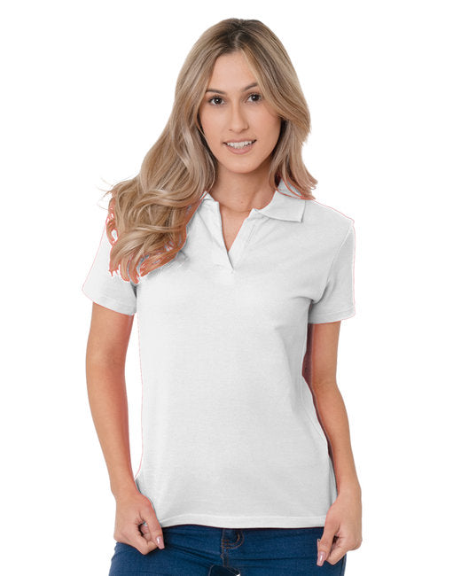 BA1050 Bayside Junior's 6.2 oz., 100% Cotton V-Neck Polo