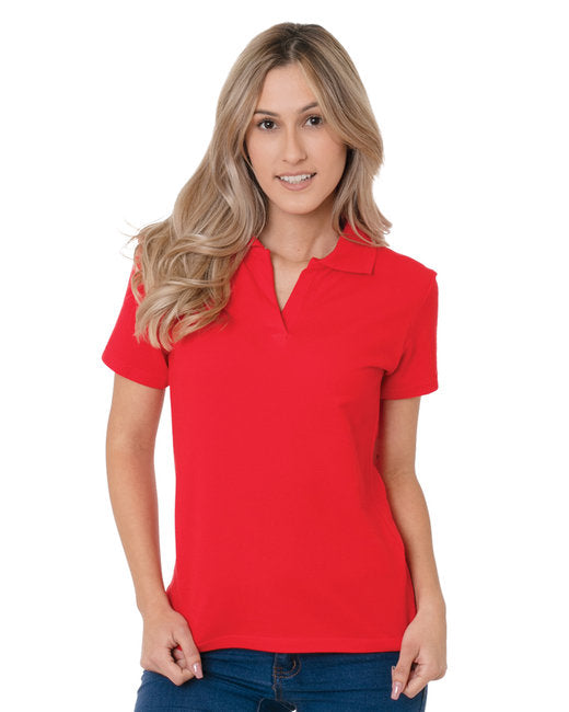 BA1050 Bayside Junior's 6.2 oz., 100% Cotton V-Neck Polo