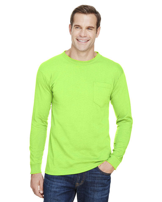 BA3055 Bayside Unisex Union-Made Long-Sleeve Pocket Crew T-Shirt