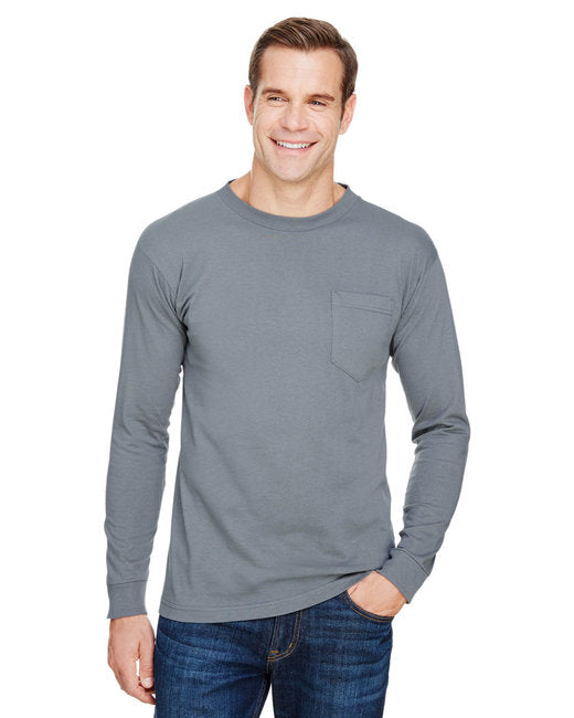 BA3055 Bayside Unisex Union-Made Long-Sleeve Pocket Crew T-Shirt