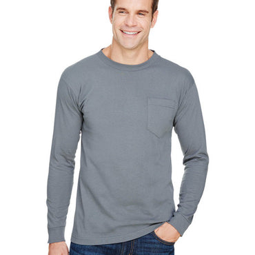 BA3055 Bayside Unisex Union-Made Long-Sleeve Pocket Crew T-Shirt